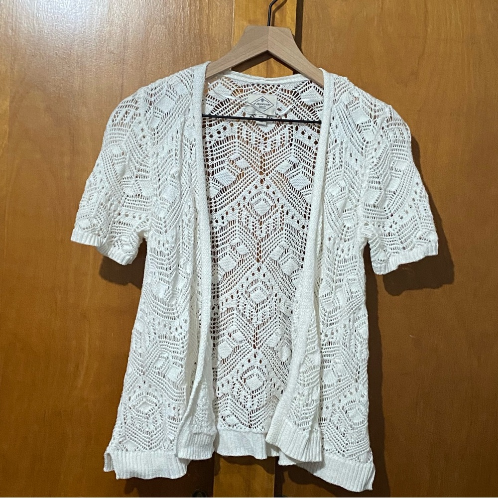 St. John’s Bay Cardigan - Open Front Crocheted - Coastal - Lightweight